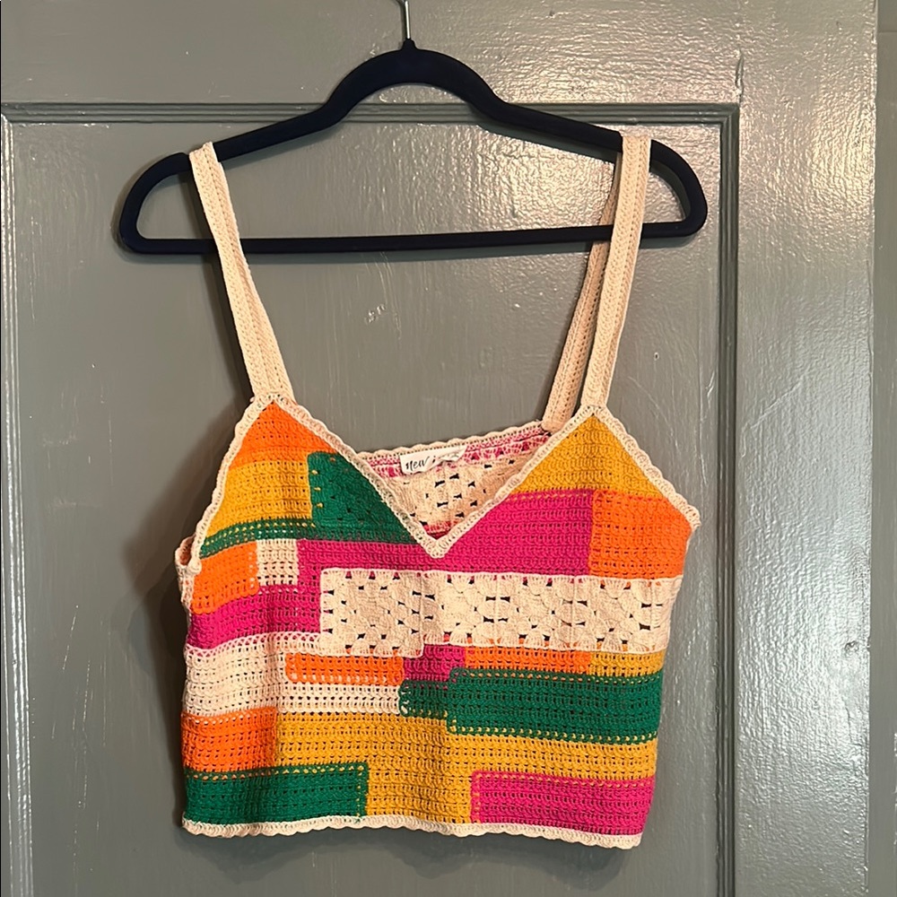 New In Colorful Crochet Crop Top Size M/L